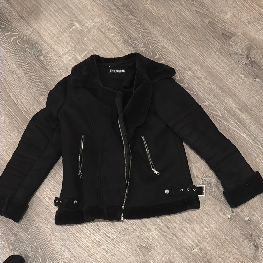 Steve Madden Black Sherpa Jacket
